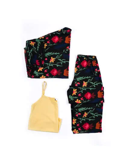 Floral Black Kimono Pajama Set - Wholesale - Women's Home Wear - Chic - Tijarahub