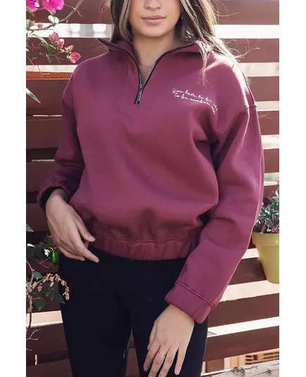 High Quality Maroon Oversized Sweatshirt - Wholesale Women Clothing - Cotton - Comfy - Tijarahub