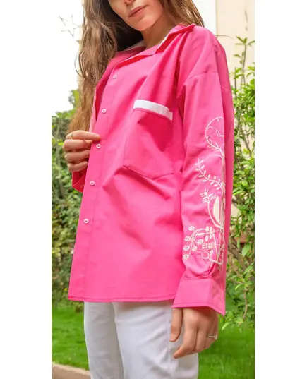 Premium Quality Fuchsia Long Sleeve Buttoned Shirt - Wholesale Clothing - Women's Clothes - Chic - Tijarahub