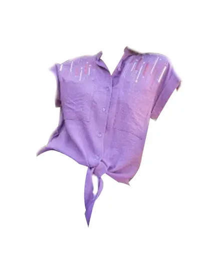 High Quality Purple Tie Buttoned Embroidered Shirt - Wholesale Clothing - Women's Clothes - Chic - Tijarahub