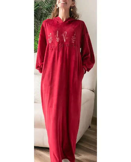 Premium Quality Maroon Pajama Dress - Wholesale Clothing - Women's Clothes - Velvet - Stylish - Tijarahub