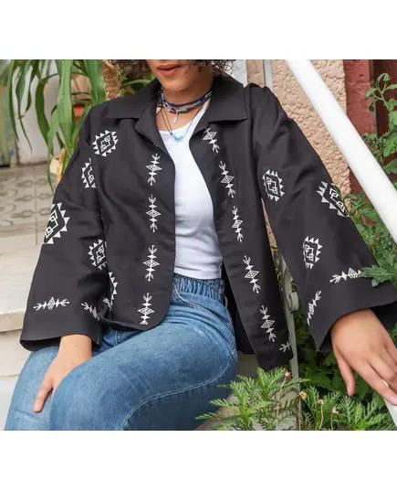 High Quality Black Embroidered Summer Jacket - Wholesale - Women's Clothing - Cotton and Linen - Stylish - Tijarahub