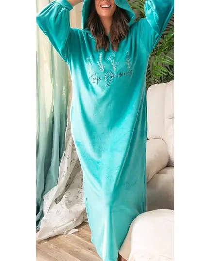 Premium Quality Turquoise Pajama Dress - Wholesale Clothing - Women's Clothes - Velvet - Stylish - Tijarahub