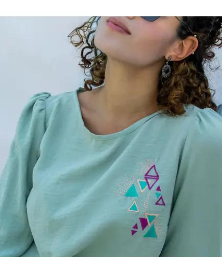 High Quality Mint Casual Embroidered Blouse - Buy in Bulk - Women's Clothes - Stylish - Tijarahub