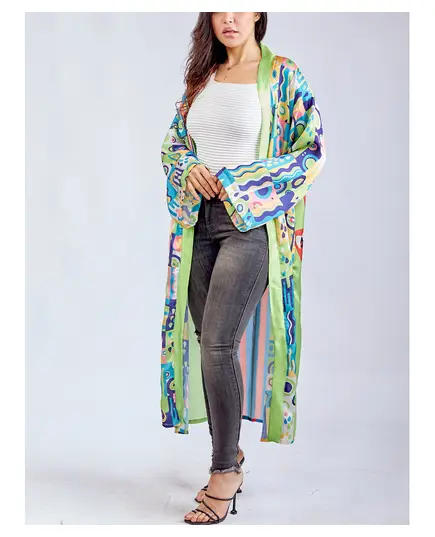 Elegant Jungle Jewels Long Cardigan - Wholesale - Fashion for Women - Crepe - 130 cm - Tijarahub