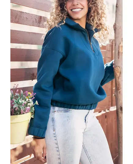 Unique Petroleum Oversized Sweatshirt - Wholesale Women Clothing - Cotton - Stylish - Tijarahub