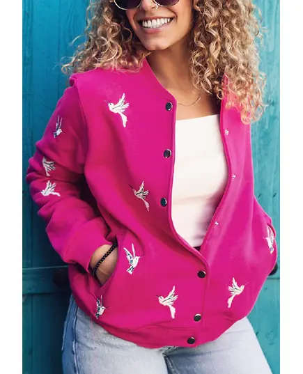 Premium Quality Fuchsia Bomber Jacket - Wholesale Clothing - Women's Clothes - Cotton - Comfortable - Tijarahub