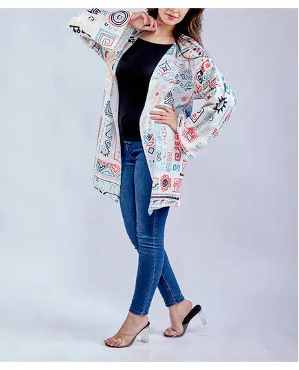 Stylish Painted Beauty Short Cardigan - Wholesale - Fashion for Women - Satin Silk - 85 cm - Tijarahub