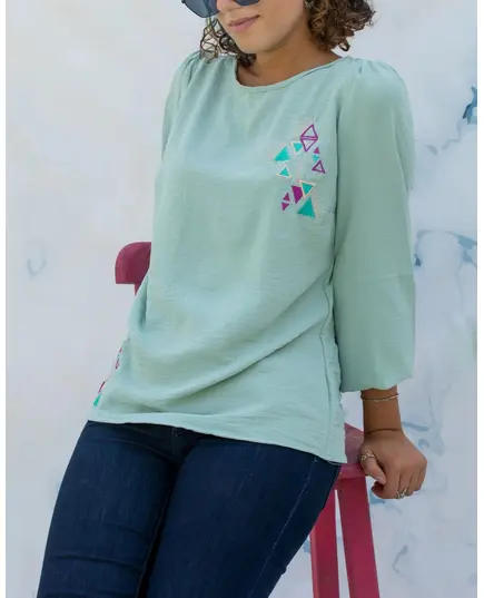 High Quality Mint Casual Embroidered Blouse - Buy in Bulk - Women's Clothes - Stylish - Tijarahub