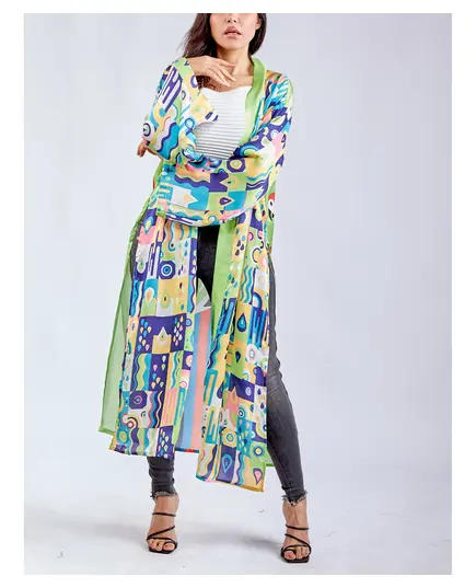 Elegant Jungle Jewels Long Cardigan - Wholesale - Fashion for Women - Crepe - 130 cm - Tijarahub