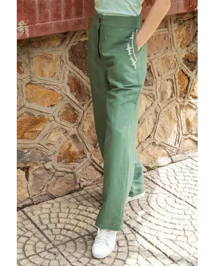 Stylish Off-White Embroidered Pants - Wholesale - Women's Clothing - Cotton and Linen - Fashionable - Tijarahub