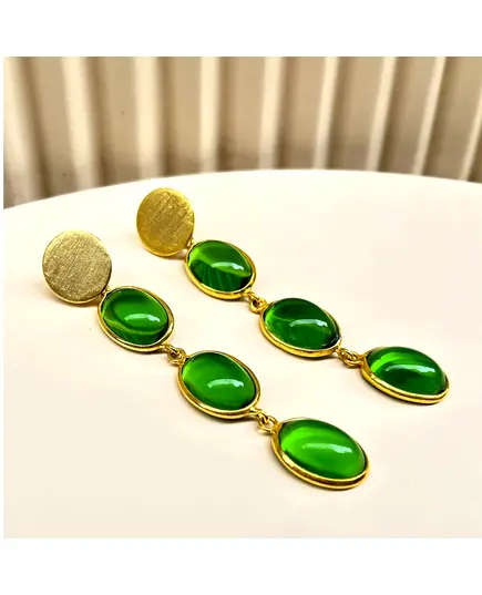 Emerald Drops Earrings - Handmade Jewelry - B2B - Plated Egyptian Gold 18k - Model: Y.E 0034 - TijaraHub