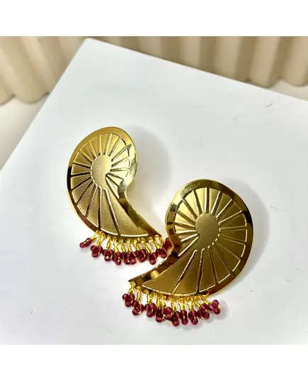 Yomn Jewellery - Earings - B2B Platform - Gold Plated Earrings With Rouby Stones - TijaraHub
