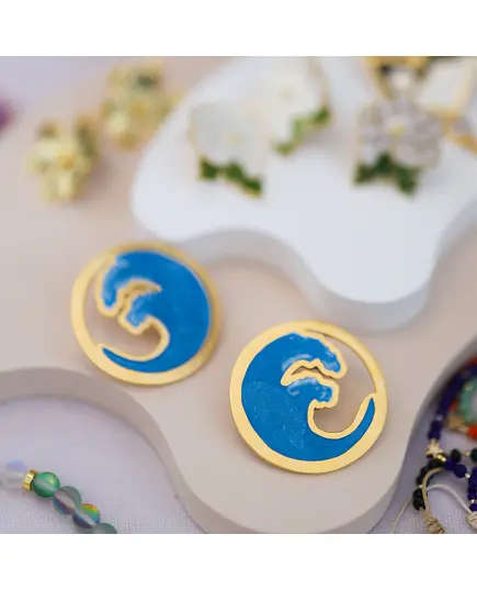 Yomn Jewellery - Earings - B2B Platform - Gold Plated Earrings With Hand Painted Meena - TijaraHub