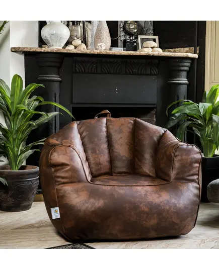 Ribbed Leather Bean Bag Chair 85 X 80 cm - Comfy & Relaxation - Wholesale TijaraHub