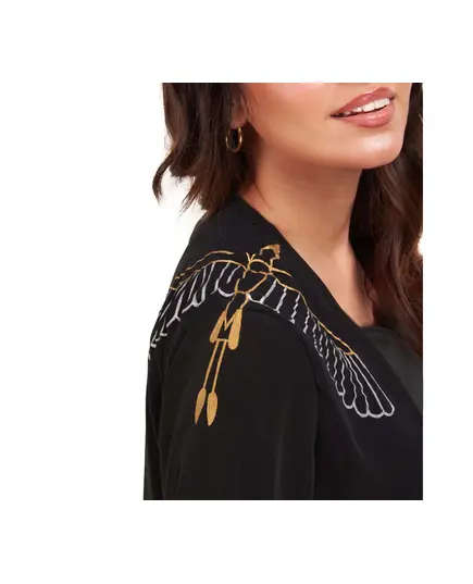 Stylish Black Hand Painted Jump Suit - Wholesale - Handmade - Silk and Chiffon - Bird with Pharaonic Signature - Tijarahub