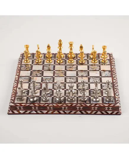 Chess with Metal Pieces 30 x 30 cm - Wholesale - Handmade - Fowacrafts - Tijarahub