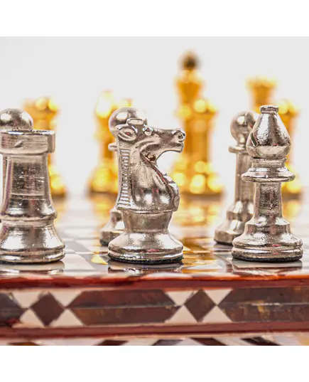 Chess with Metal Pieces 30 x 30 cm - Wholesale - Handmade - Fowacrafts - Tijarahub