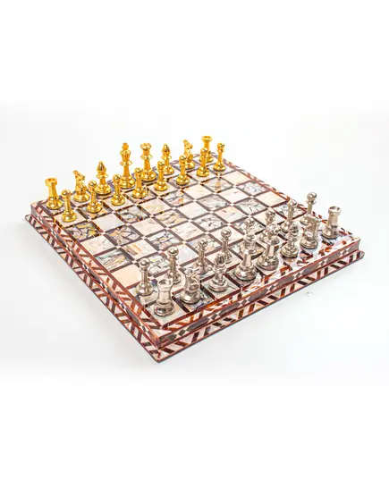 Chess with Metal Pieces 30 x 30 cm - Wholesale - Handmade - Fowacrafts - Tijarahub