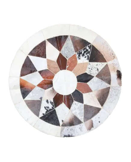 Circular Flower Design Leather Rug 100 x 100 cm - Wholesale - Handmade - Fowacrafts - Tijarahub