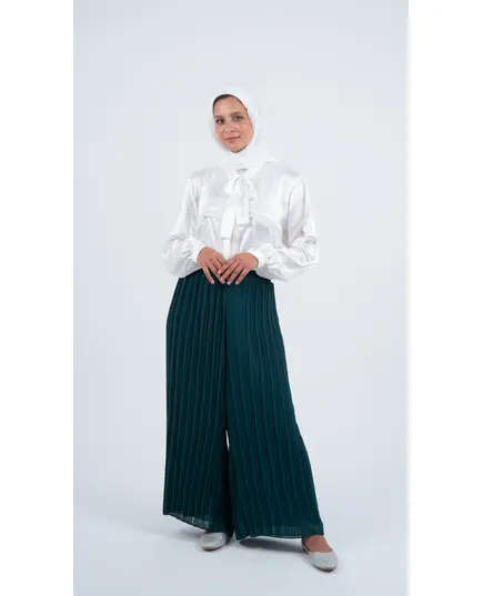 White Dantel Satin Semi-Formal Blouse - Wholesale - Women Clothing - Nora Scarf - Tijarahub