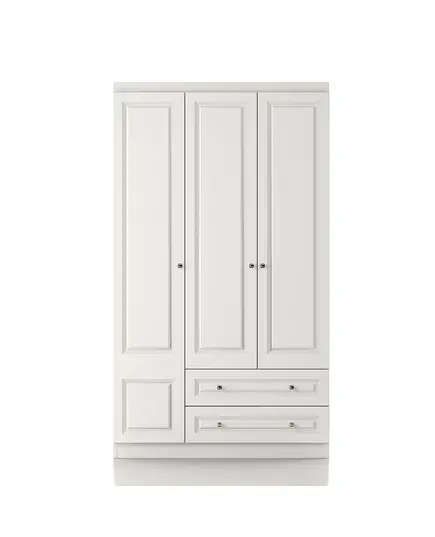 Inci 3 Doors 2 Drawers Wardrobe 50 x 105 x 210 cm - Wholesale - White - Sunroyal Concept TijaraHub