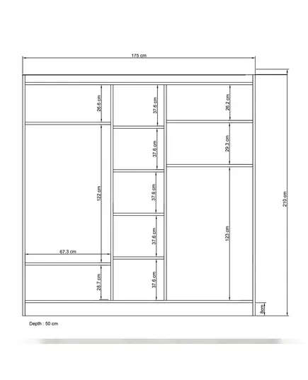 Bahar 5 Doors Wardrobe 50 x 175 x 210 cm - Wholesale - White - Sunroyal Concept TijaraHub