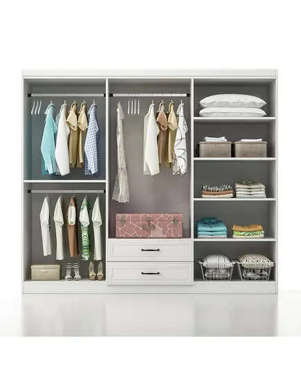 Henna 6 Doors 2 Drawers Wardrobe 50 x 210 x 210 cm - Wholesale - White - Sunroyal Concept TijaraHub