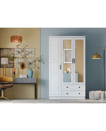 Bahar 3 Doors 2 Drawers Wardrobe 50 x 105 x 182 cm - Wholesale - White - Sunroyal Concept TijaraHub