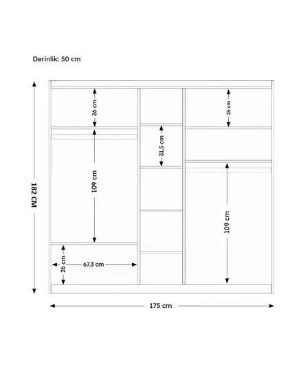 Inci 5 Doors Wardrobe 50 x 175 x 210 cm - Wholesale - White - Sunroyal Concept TijaraHub