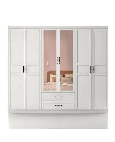 Henna 6 Doors 2 Drawers Wardrobe 50 x 210 x 210 cm - Wholesale - White - Sunroyal Concept TijaraHub