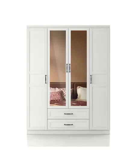 Henna 4 Doors 2 Drawers Wardrobe 50 x 140 x 210 cm - Wholesale - White - Sunroyal Concept TijaraHub