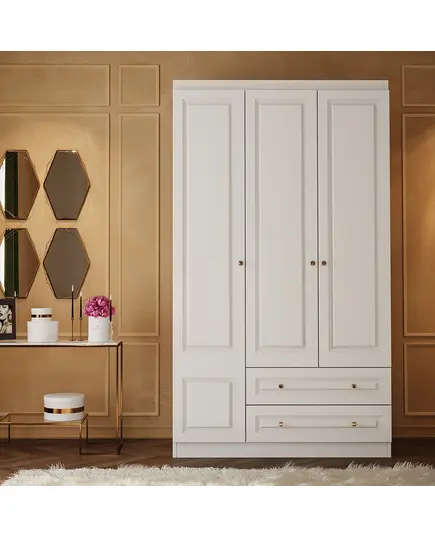 Inci 3 Doors 2 Drawers Wardrobe 50 x 105 x 182 cm - Wholesale - White - Sunroyal Concept TijaraHub