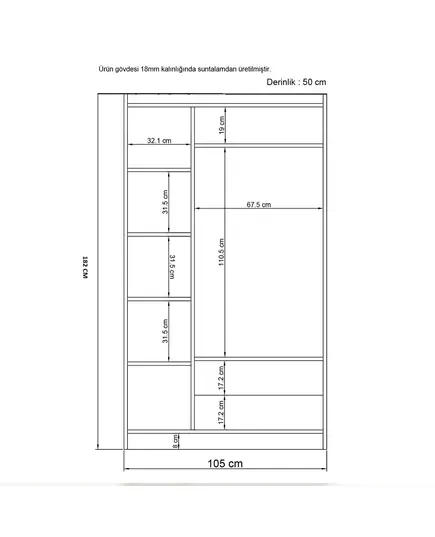 Inci 3 Doors 2 Drawers Wardrobe 50 x 105 x 210 cm - Wholesale - White - Sunroyal Concept TijaraHub