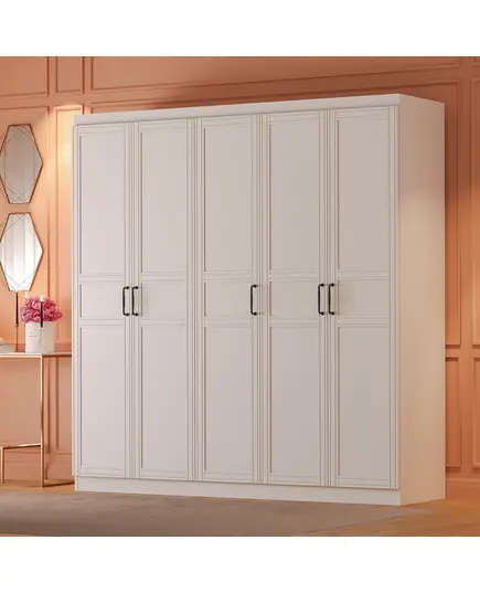 Henna 5 Doors Wardrobe 50 x 175 x 182 cm - Wholesale - White - Sunroyal Concept TijaraHub