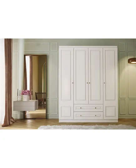 Inci 4 Doors 2 Drawers Wardrobe 50 x 140 x 210 cm - Wholesale - White - Sunroyal Concept
TijaraHub