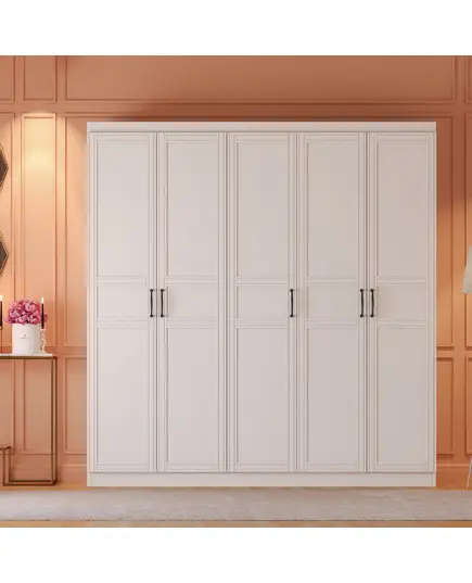 Henna 5 Doors Wardrobe 50 x 175 x 182 cm - Wholesale - White - Sunroyal Concept TijaraHub