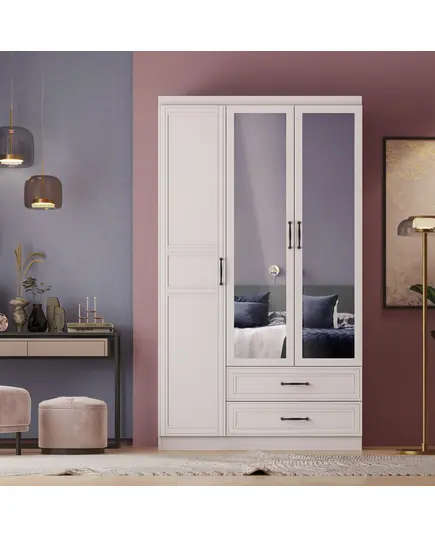 Henna 3 Doors 2 Drawers Wardrobe 50 x 105 x 182 cm - Wholesale - White - Sunroyal Concept TijaraHub