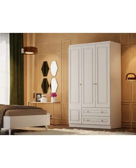 Inci 3 Doors 2 Drawers Wardrobe 50 x 105 x 210 cm - Wholesale - White - Sunroyal Concept TijaraHub