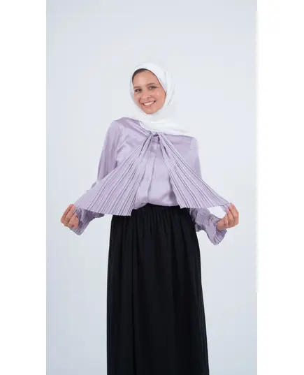 Formal Soft Satin Blouse with a Pleated Tie - Wholesale - Women Clothing - Nora Scarf​ - TijarahubFormal Soft Satin Blouse with a Pleated Tie - Wholesale - Women Clothing - Nora Scarf​ - Tijarahub