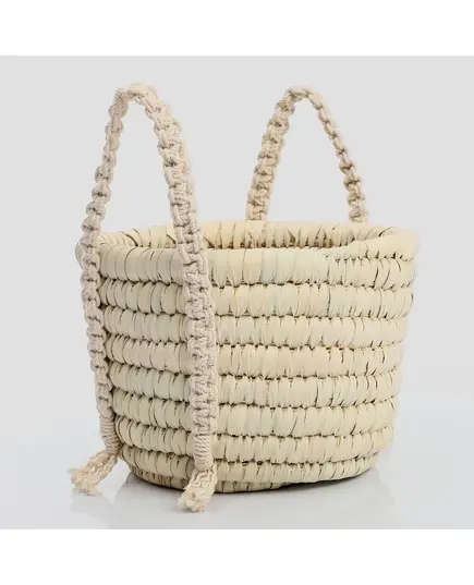 Storage Wicker Basket with Macrame Handles 35 x 20 cm - B2B - Handmade - Bazaar Misr - Tijarahub