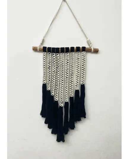 Black and White Macrame Wall Art 40 x 60 cm - B2B - Handmade - Bazaar Misr - Tijarahub