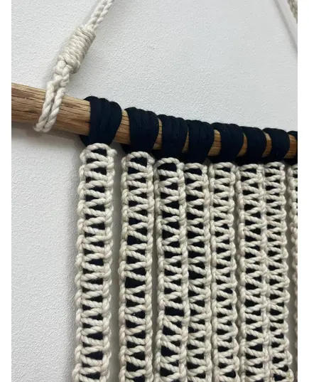 Black and White Macrame Wall Art 40 x 60 cm - B2B - Handmade - Bazaar Misr - Tijarahub