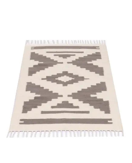 Grey and White Handloomed Kilim Rug 140 x 70 cm - B2B - Handmade - Bazaar Misr - Tijarahub