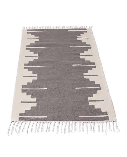 Grey and White Handloomed Kilim Rug 140 x 70 cm - B2B - Handmade - Bazaar Misr - Tijarahub