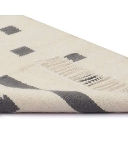 سجادة كليم نول يدوي رمادي وأبيض 140×70 سم - جملة - صناعة يدوية - بازار مصر - تجارة هب