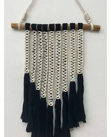 Black and White Macrame Wall Art 40 x 60 cm - B2B - Handmade - Bazaar Misr - Tijarahub