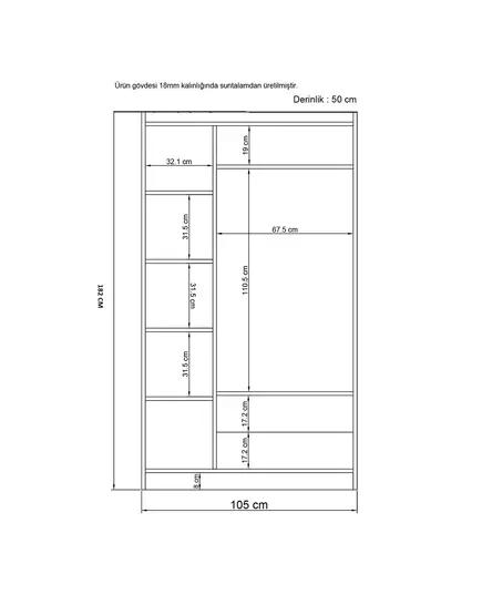 Lavinia Anthracite 3 Doors 2 Drawers Wardrobe 50 x 105 x 182 cm - Wholesale - Black - Sunroyal Concept TijaraHub