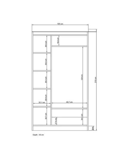 Lavinia Anthracite 3 Doors 2 Drawers Wardrobe 50 x 105 x 210 cm - Wholesale - Black - Sunroyal Concept TijaraHub