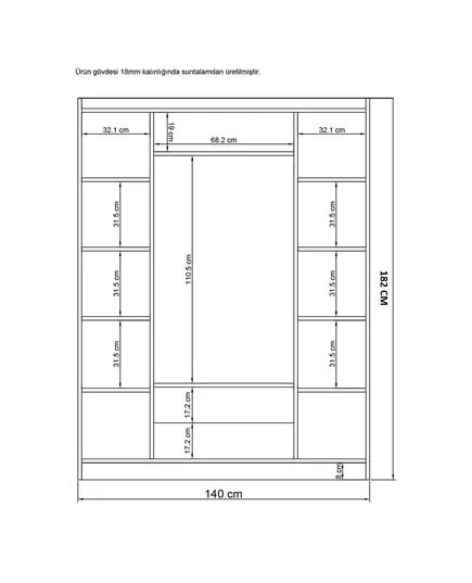 Bahar Anthracite 4 Doors 2 Drawers Wardrobe 50 x 140 x 182 cm - Wholesale - Black - Sunroyal Concept